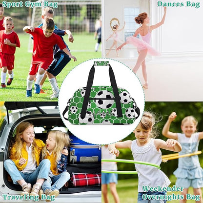 Personalized Kids Duffel Bag for Girls & Boys - Travel, Soccer, Sport Pattern - Custom Gym Overnight Weekender Tote Carry-On Teen Dance Bag