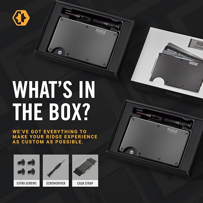 Ridge Wallet for Men - Slim Minimalist Compact Wallet and Card Holder, RFID Protected Front Pocket Wallets for Men with Integrated Cash Strap (Gunmetal)