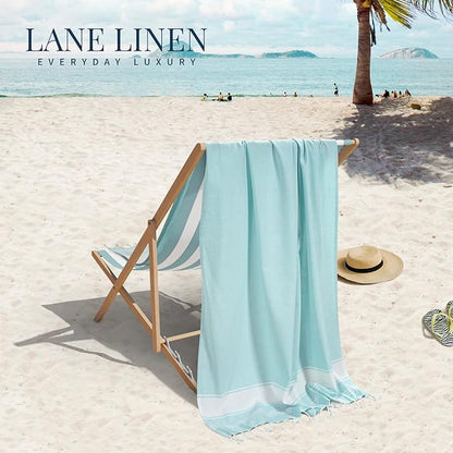 LANE LINEN Turkish Beach Towels Set of 6, Oversized Beach Towel, Lightweight Beach Essentials for Women, Large Pool Towel, Absorbent & Quick Dry, Sand Free Beach Towel, 39"x71" - Tropical Breeze