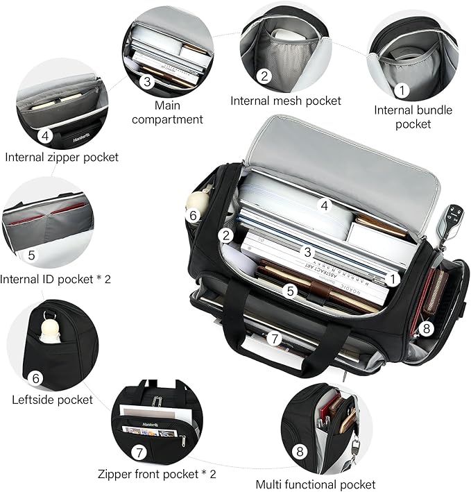 Hanke Underseat Carry On luggage Bags for Travel, Foldable Travel Bags for Women, Soft Lightweight Personal Item Travel Bag Small Carry On Bags for Airplanes, Travel Tote Bags for Women Men.（Black）