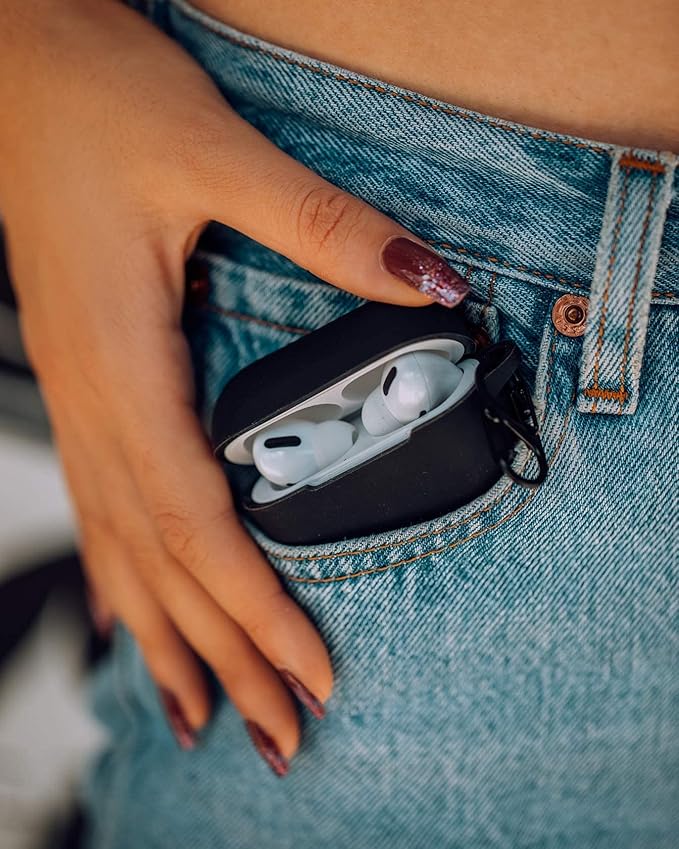 Felony Case – Soft Silicone AirPods Pro Case - Matte Black | Shockproof, 360° Protective Apple Airpods Case Cover with Keychain | Wireless Charging Compatible with Front LED Visible