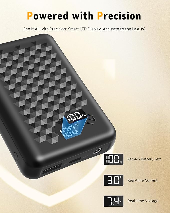 Wulcea DC Output 7.4V 14000mAh USB Output 5V2A Battery Pack Long Lasting Big Capacity for Heated Apparel Women Men Vest Lady Jacket Coat Pant Camping Chair Power Bank Replacement USB Portable Charger