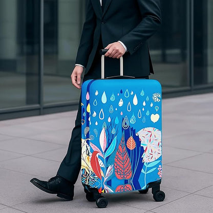 WUJIAONIAO Travel Luggage Cover Baggage Suitcase Cover Protector Skins 18-32 Inch (rainy season, L (for 25-28 inch luggage))