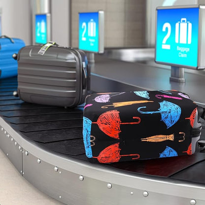 Travel Luggage Cover Protector Anti Scratch Dust Proof Suitcase Cover Fits 18-22 Inch Luggage (S, Black,Umbrella)