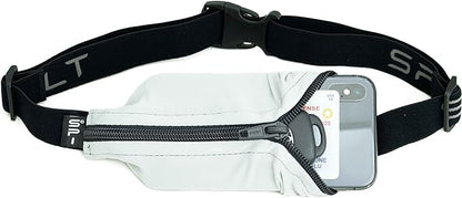 SPIbelt Running Belt for Women Men, Phone Holder for Running, Running Fanny Pack, Holder for Phone, Running Waist Pack, Adjustable Waist, [Fits All Phones]. Cloudy Grey with Black Zipper