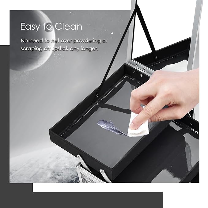 Joligrace Makeup Case Organizer Makeup Box Portable Cosmetic Train Case Hard Vanity Storage with 2 Trays Mirror Locking Make Up Travel Case for Cosmetics Nail Kits Travelling Organizer Modern Style