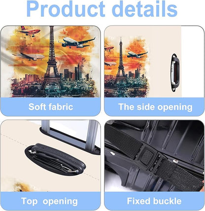 Luggage Cover Washable Suitcase Protector Anti-scratch Suitcase cover Fits 20-34 Inch Luggage (Tower-1, M(24-26inch suitcase))