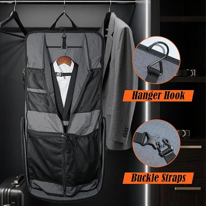 WELKINLAND 3-Suits Garment Bags for Travel W/ 4-Pack Compression Packing Cubes, 30L-Large Carry On Garment Bag for Travel, 15-Pockets Suit Holder Travel Bag, Wrinkle-Free Suit Garment Bag for Men
