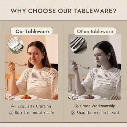 KINGSTONE Silverware Set, Luxury 20 Piece Flatware Set for 4, 18/10 Stainless Steel Cutlery Set with Diamond Cut Pattern for Kitchen, Home, Wedding, Party, Mirror Polished and Dishwasher Safe