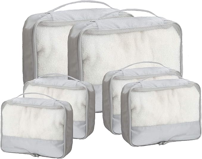 DoubleTrip Packing Cubes for Suitcases Carry on Luggage Organizer 6 Set Travel Accessories Lightweight Storage Bag Space Saver Clothes Pouch Large
