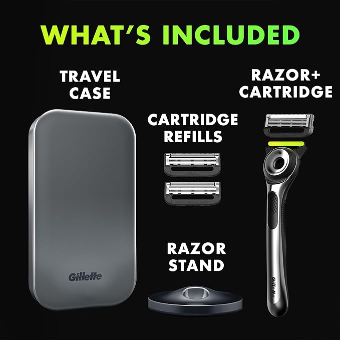 Gillette Labs with Exfoliating Bar by Gillette Mens Razor and Travel Case, Shaving Kit for Men, Storage on the Go, Includes Travel Case, 1 Handle, 3 Razor Blade Refills, and Premium Magnetic Stand