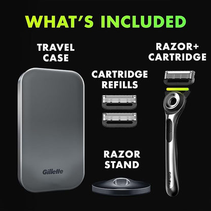 Gillette Labs with Exfoliating Bar by Gillette Mens Razor and Travel Case, Shaving Kit for Men, Storage on the Go, Includes Travel Case, 1 Handle, 3 Razor Blade Refills, and Premium Magnetic Stand