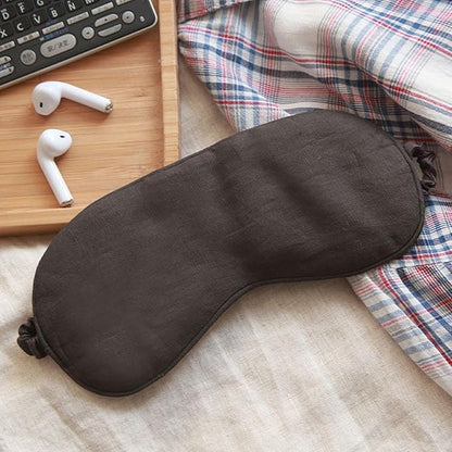 100% Pure Linen Sleep Mask Blackout Eye Mask for Sleeping, Eye Cover with Adjustable Strap - Organic Cotton Core Linen Eyes Mask Breathable for Travel - Gift for Women Men (Nearly Black)