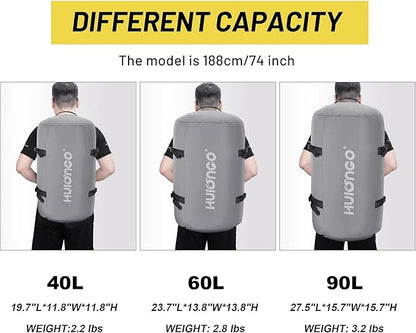 40L/60L/90L Large Waterproof Duffle Bag Backpack for Men, Mens Duffel Backpack Bags for Traveling, Heavy Duty (Grey, 90L)