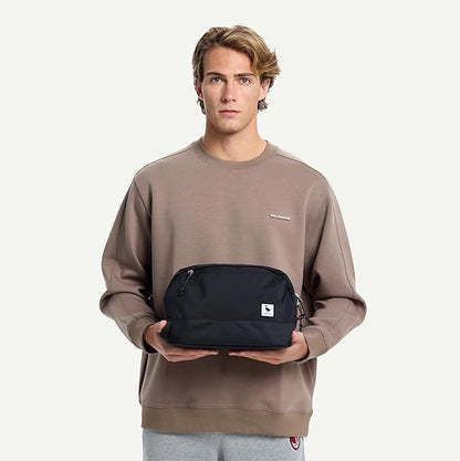 Travel Toiletry Bag 8L, Large Packing Cube with Waterproof TPU Wet/Dry Compartment (01 Black Stealth)