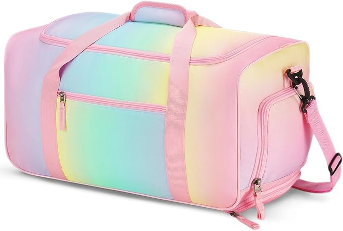 Choco Mocha Girls Gradual Pink Suitcase with Wheels Kids Purple Rolling Duffle Bag for Camping Teen Girls Toddler Luggage Bag for Travel, 22inch