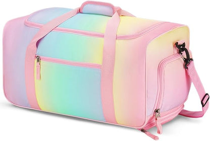 Choco Mocha Girls Gradual Pink Suitcase with Wheels Kids Purple Rolling Duffle Bag for Camping Teen Girls Toddler Luggage Bag for Travel, 22inch