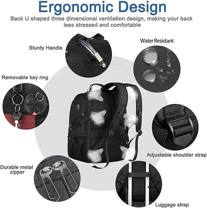 Z-MGKISS Extra Large Travel Backpack, 52L TSA Backpack 17.3 Inch, Anti-Theft 17 Inch Big Business Laptop Backpack for Men & Women, Water Resistant College Rucksack Bag with USB Port, Black
