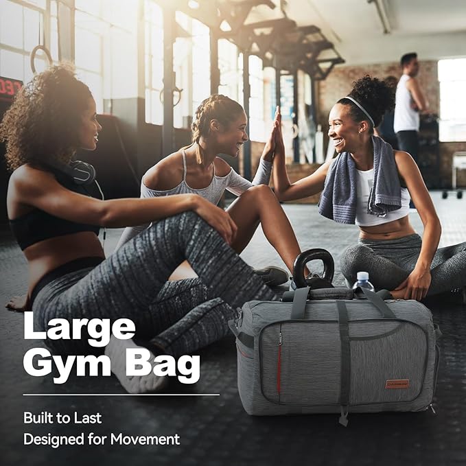 Canway 65L Foldable Duffle Bag with Shoes Compartment, Water-Resistant Packable Travel Duffel for Gym, Weekend Trips, Lightweight Carry on Luggage for Men & Women