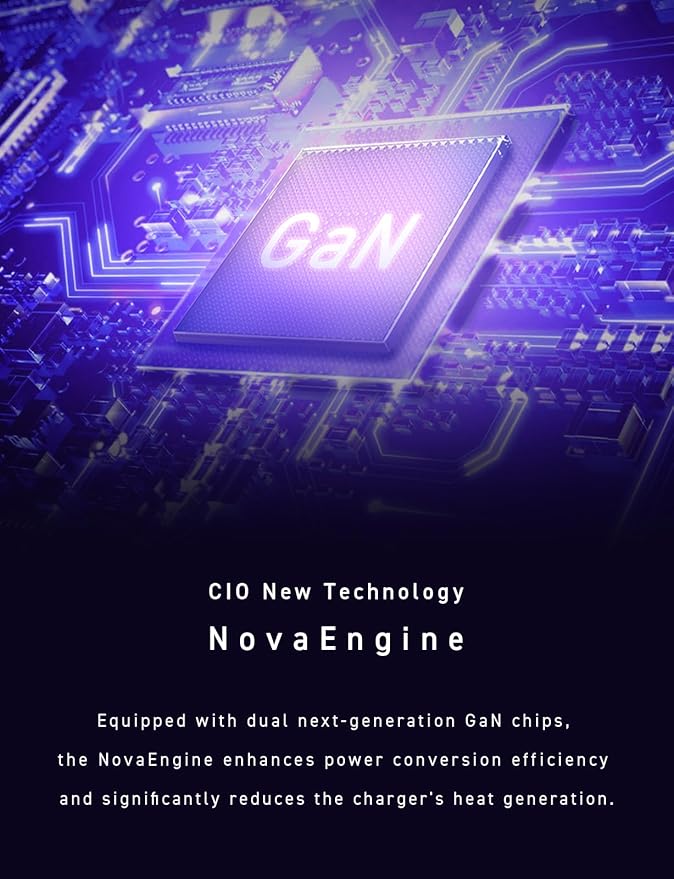 CIO 65W GaN Charger Block, Compact 4-Port Adapter with 3 USB-C Ports & 1 USB-A, Max 67W USBC Fast-Charging Multi-Device Wall Charger Block for Laptop/Phone/Tablet, NovaPort Quad II 67W3C1A (White)