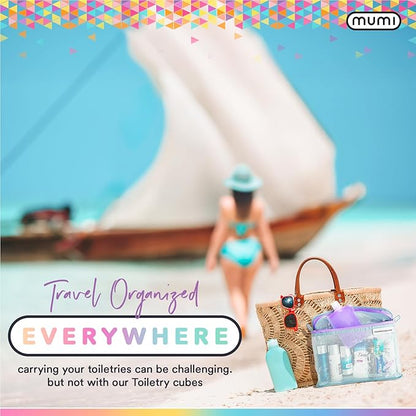 MUMI Travel Toiletry Bag Set of 3 – Clear TSA Approved Toiletry Bags for Women – Reusable Water-Resistant Makeup Organizer Pouches for Skincare, Cosmetics, Travel Accessories, Airport Packing - Yellow