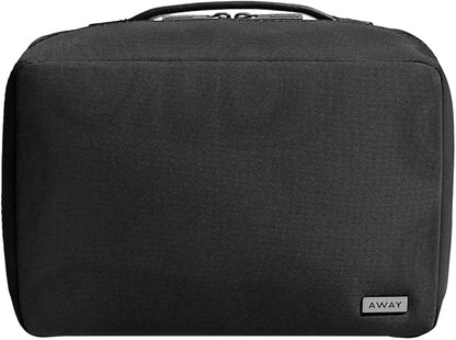 Away Small Toiletry Bag, Travel Essentials Organizer with Mesh and Clear Pockets, Waterproof, Easy to Clean, Compact Travel Pouch, Jet Black