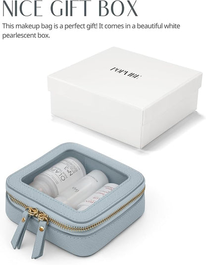 Popvibe Clear Makeup Bag Travel Cosmetic Case Transparent Toiletry Bag with Zipper, Portable Make Up Organizer Traveling Compact Car Bag for Essentials