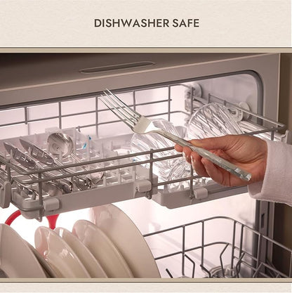 KINGSTONE Silverware Set, 60-Piece 18/10 Stainless Steel Brushed Handle Flatware Cutlery Set, for Kitchen, Home, Party, Wedding Gift, Rust Resistant and Dishwasher Safe