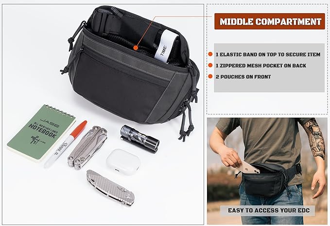 SHANGRI-LA Tactical Concealed Carry Fanny Pack for Men and Women, Low-Profile CCW Waist Bag, with Pistol Holster and Mag Holder, Multi-Use for Hiking, Travel, EDC