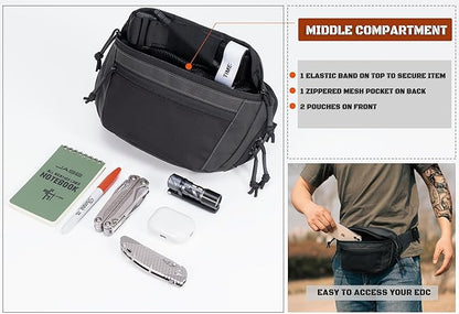 SHANGRI-LA Tactical Concealed Carry Fanny Pack for Men and Women, Low-Profile CCW Waist Bag, with Pistol Holster and Mag Holder, Multi-Use for Hiking, Travel, EDC