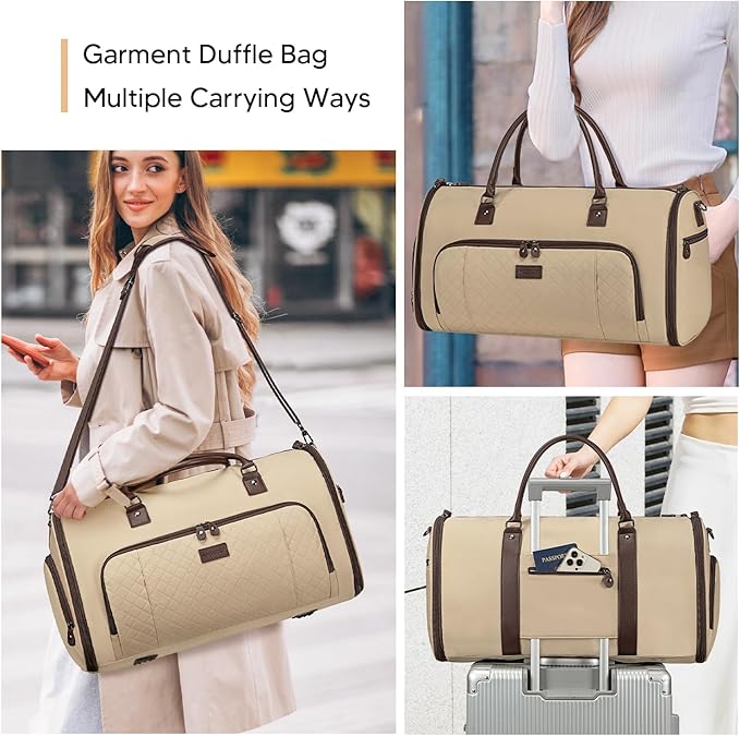 Garment Bag for Airplane Travel, Carry On Garment Duffle Bags for Women, 2 in 1 Travel Suit Bag with Shoes Compartment Carry on Bag Hanging Garment Bag Travel with Shoulder Strap,Black