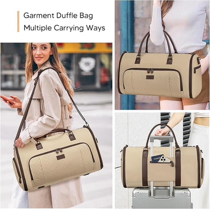 Garment Bag for Airplane Travel, Carry On Garment Duffle Bags for Women, 2 in 1 Travel Suit Bag with Shoes Compartment Carry on Bag Hanging Garment Bag Travel with Shoulder Strap,Black