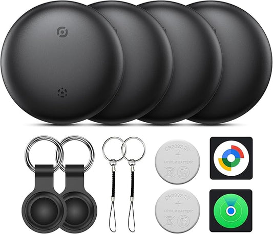 Air Tracker Tags for Android or iOS, Dual System Air Smart Tags-4 Pack, Compatible with iOS Find My or Google'S Find Hub App, Bluetooth Tracker Tag Item Finder for Keys,Luggages,Backpack,Wallet