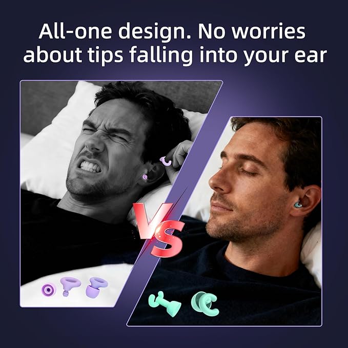 50dB Noise Cancelling Ear Plugs for Sleeping, Reusable Silicone Ear Plugs for Noise Reduction, Ultra-Soft for Small Ear Canals, Concerts, Travel, Office (4 Pairs, Green)