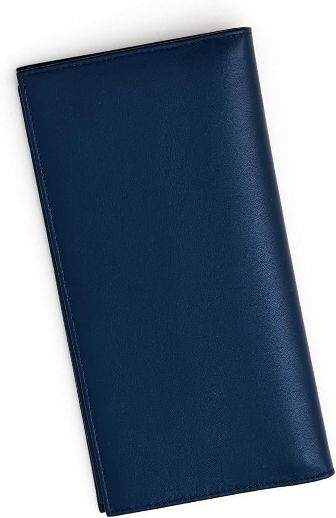 Passport Holder Travel Wallet for Men & Women, RFID Handcrafted Full Grain Leather Cover, 12 Card Slots & 4 Compartments, Gift Box & Pouch, Navy Blue