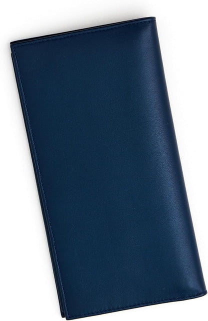 Passport Holder Travel Wallet for Men & Women, RFID Handcrafted Full Grain Leather Cover, 12 Card Slots & 4 Compartments, Gift Box & Pouch, Navy Blue