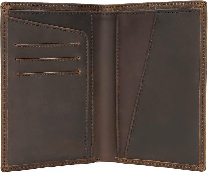 Polare Functional RFID Blocking Leather Passport Holder Travel Bifold Wallet For Men