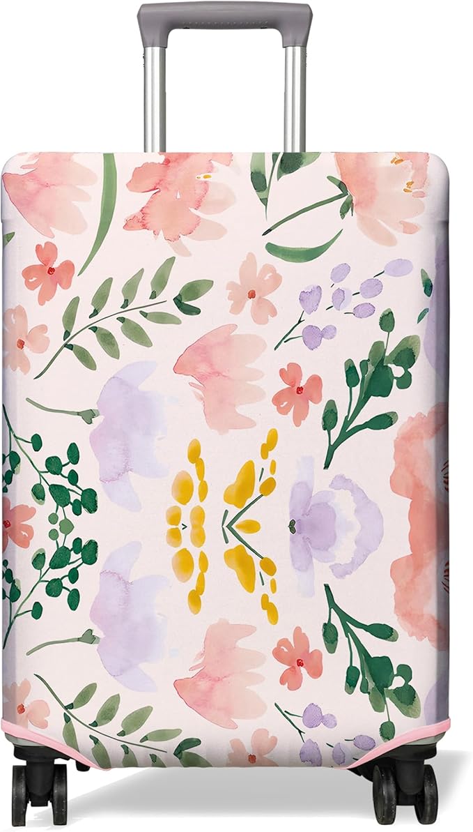 Travel Luggage Cover Suitcase Protector Fits 18-32 Inch Wheel Covers PatternedTravel Related Items Flower Luggage Protector Elastic S