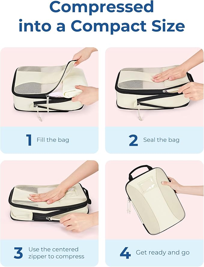 BAGSMART Compression Packing Cubes, 6 PCS Packing Cubes for Suitcases, Travel Bags Organizer for Luggage, Lightweight Packing Cube for Travel Essentials