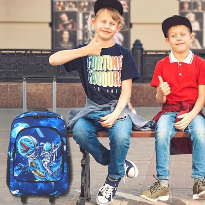 UFNDC Kids Suitcase for Boys,Dinosuar Luggage Rolling with Wheels，Travel Carry on for Children Toddler elementary
