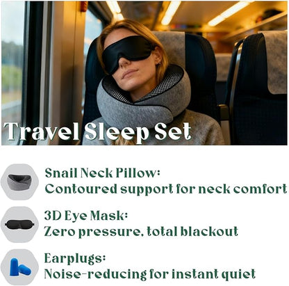 Neck Travel Pillow | Memory Foam for Airplane Comfort | Compact & Ergonomic: Travel, Car, Home | Ideal for Adults & Kids