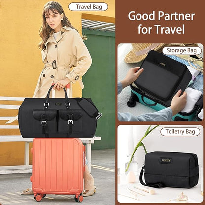 Garment Duffel Bag for Travel - ITIEZY Convertible Carry on Garment Duffel Travel Bag for Women Men Large Weekender Bag with Shoes Pouch 2 in 1 Hanging Suit Travel Duffel Bag 3pcs Set