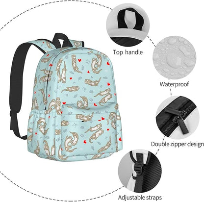 Otter Backpack Book Bags Lightweight Casual Laptop Backpacks Travel Daypack For Man Woman