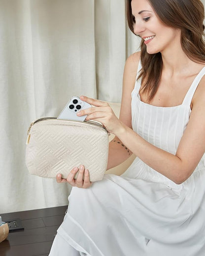 BAGSMART Electronics Organizer Case - Travel Accessories for Women, Cord Organizer for Phone, SD Card, Beige