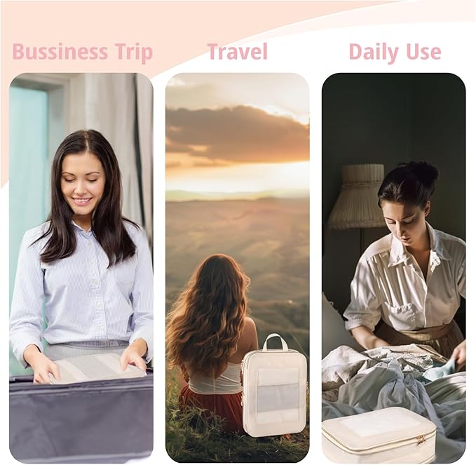 Expandable Double-Sided Compression Packing Cube，3 Set Lightweight Double Deck Organizer Bag Carry on Luggage Backpack Suitcases，Women Travel Accessories for Separate Clean and Dirty Clothes