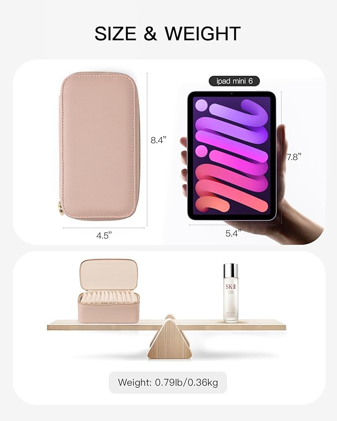 Vlando Jewelry Box with 12 Velvet Jewelry Bags Travel Jewelry Case for Girls Jewelry Organizers Necklace Rings Earrings Storage Bags Christmas Gifts Bridal Shower Gifts- Khaki