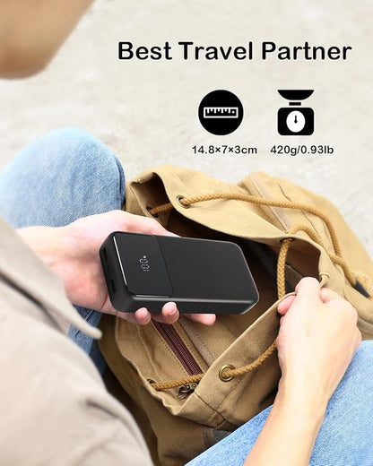 Portable Charger 20000Mah with 2 Built-in Cable,22.5W Power Bank Fast Charging,Travel Essentials Battery Pack,Digital Display Compatible with iPhone 16 15 14 13 Samsung Android Phone Etc