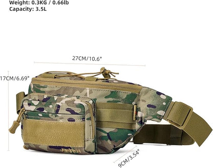 3.5L Military Tactical Fanny Pack | Molle, Quick Access, EDC, Hiking, Travel, Fit Most Men's Waist (Camo)