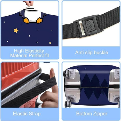 Space Penguin Luggage Cover, Washable Cute Astronaut Penguin Suitcase Cover, Travel Suitcase Protector Anti-scratch Bag Cover,XL