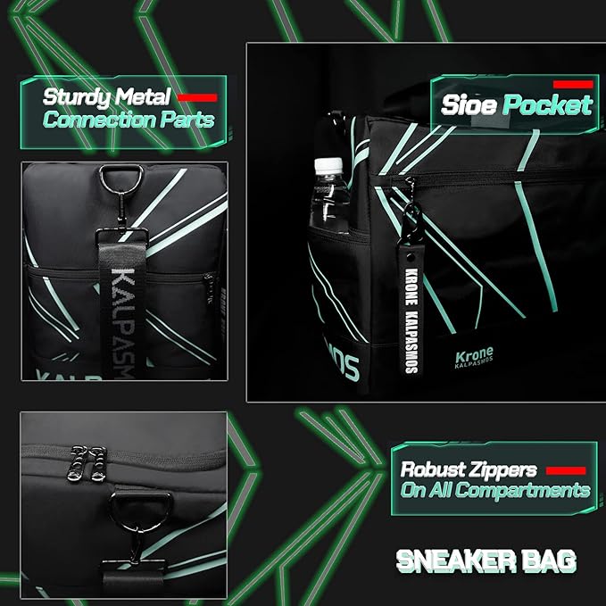 Sneaker Bag, Sport Duffel Bag for Men Women, Gym Bag, Gear Bag, Krone Kalpasmos Versatile Travel Duffel Bag with 3 Removable Dividers, Designer Collection